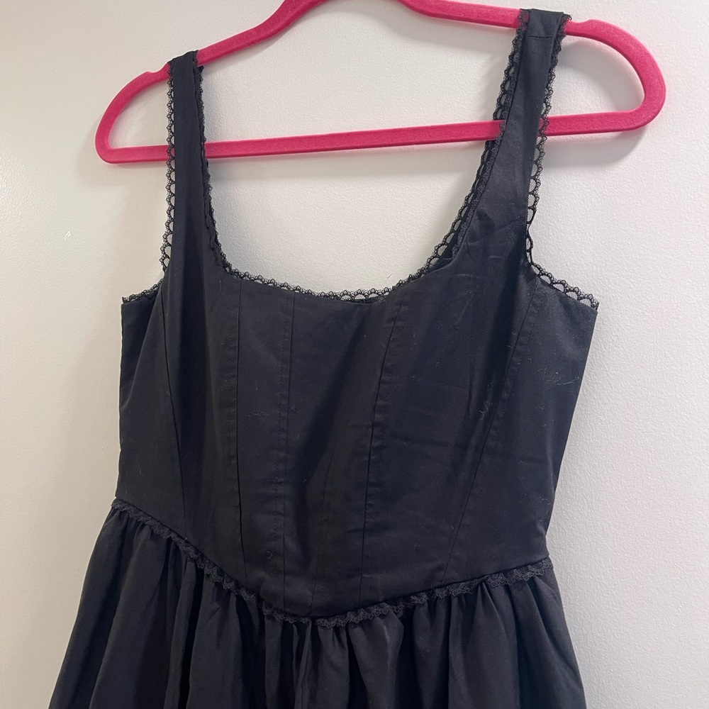 WAYF Fit and Flare Black Midi Dress